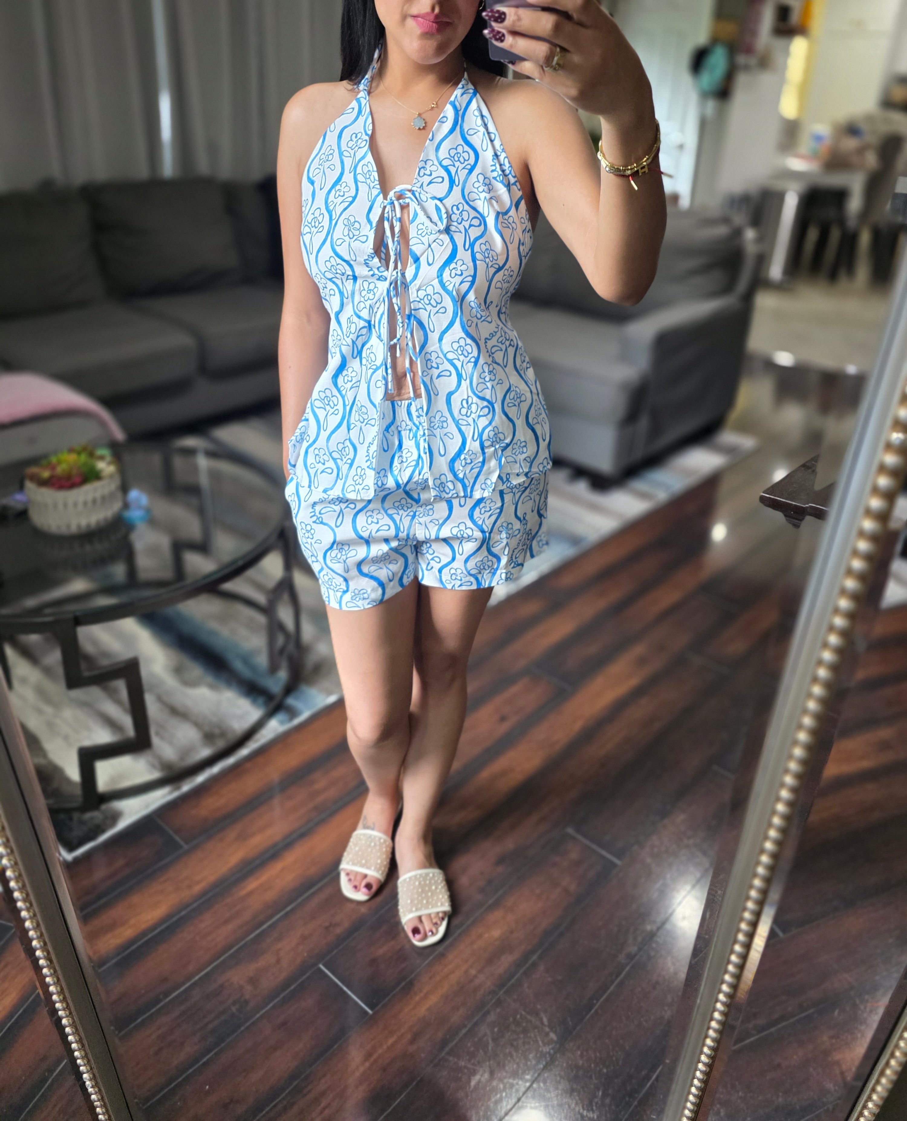 Sexy Linen Set Tied Bare