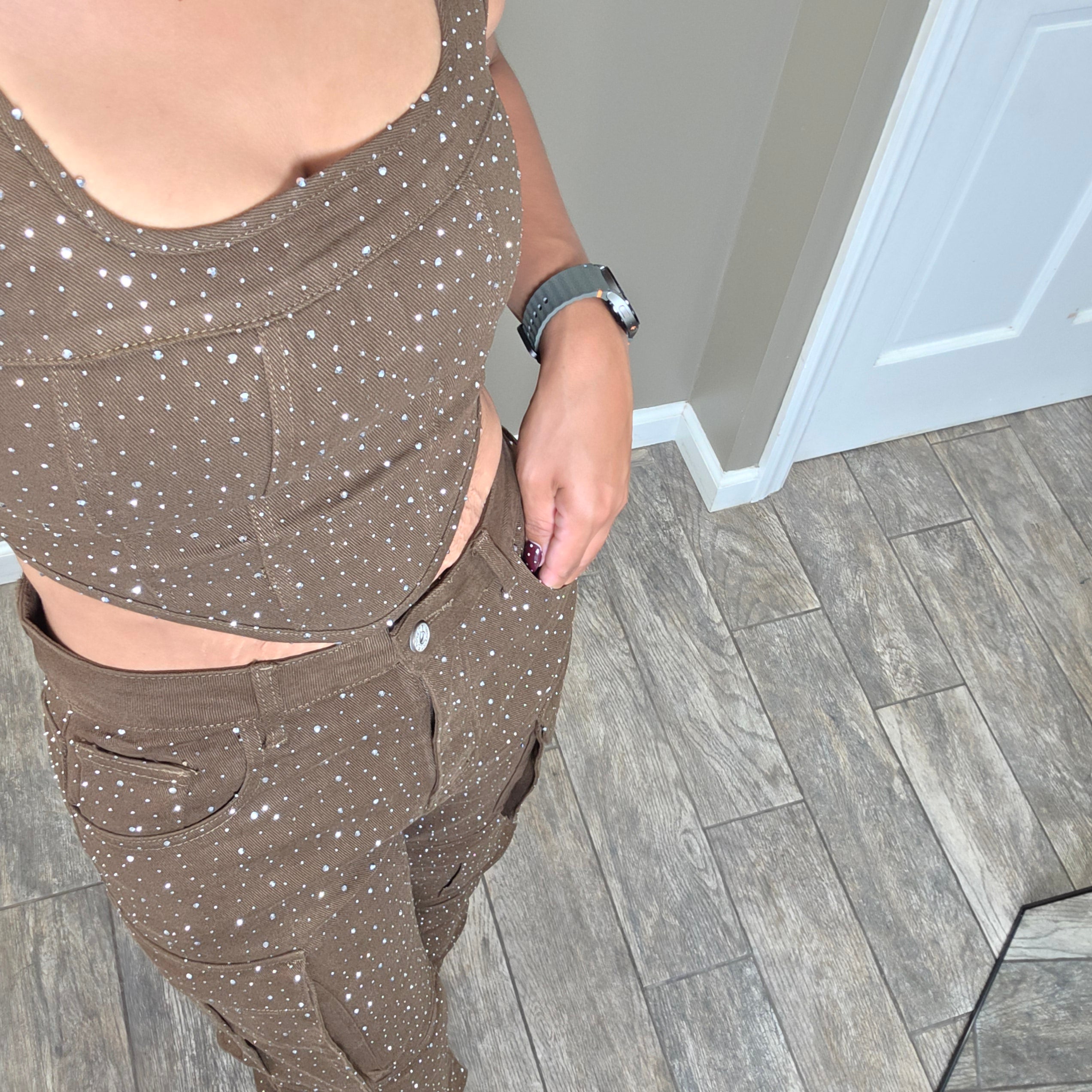 Diva Rhinestone Brown Set