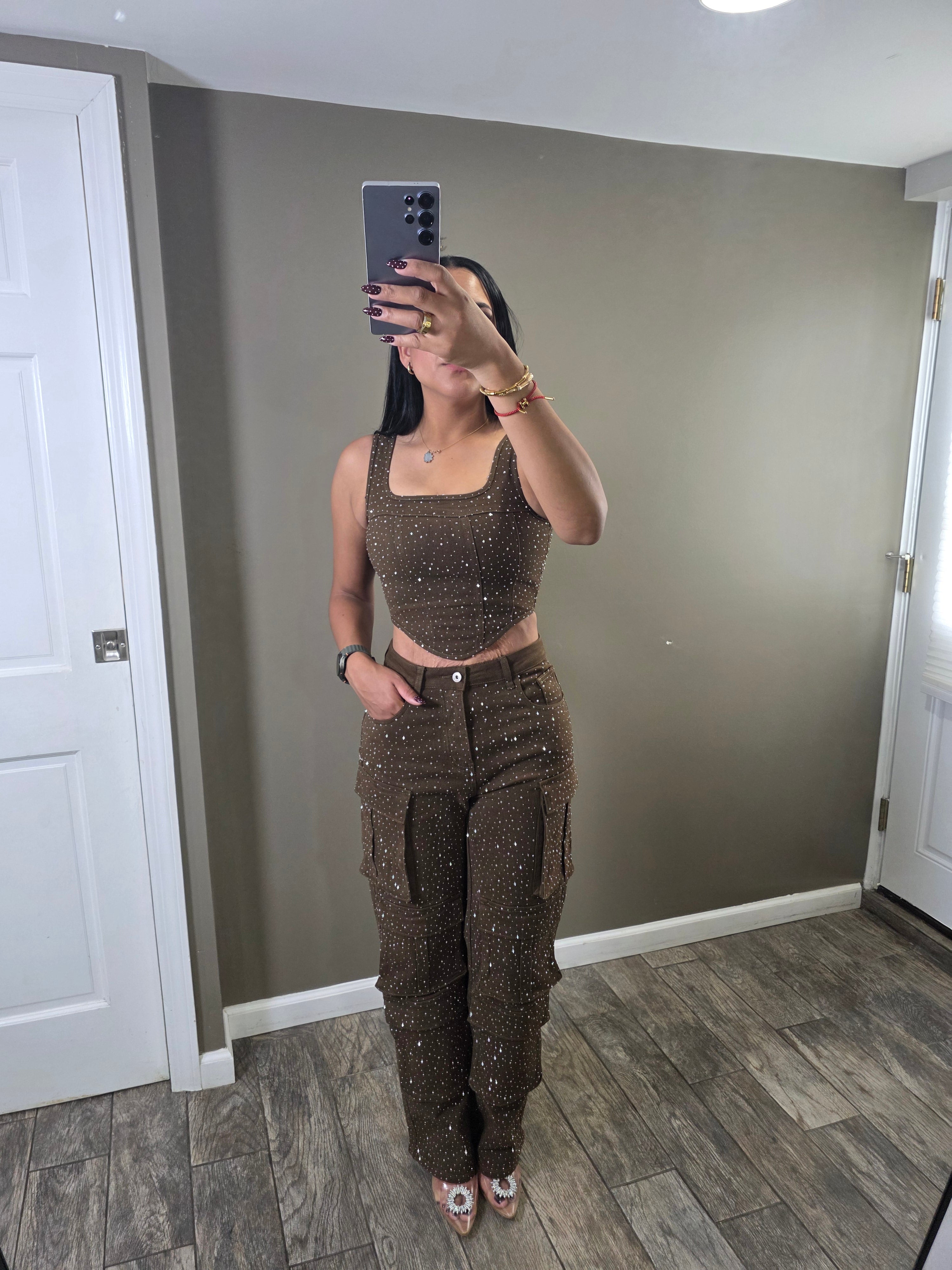 Diva Rhinestone Brown Set
