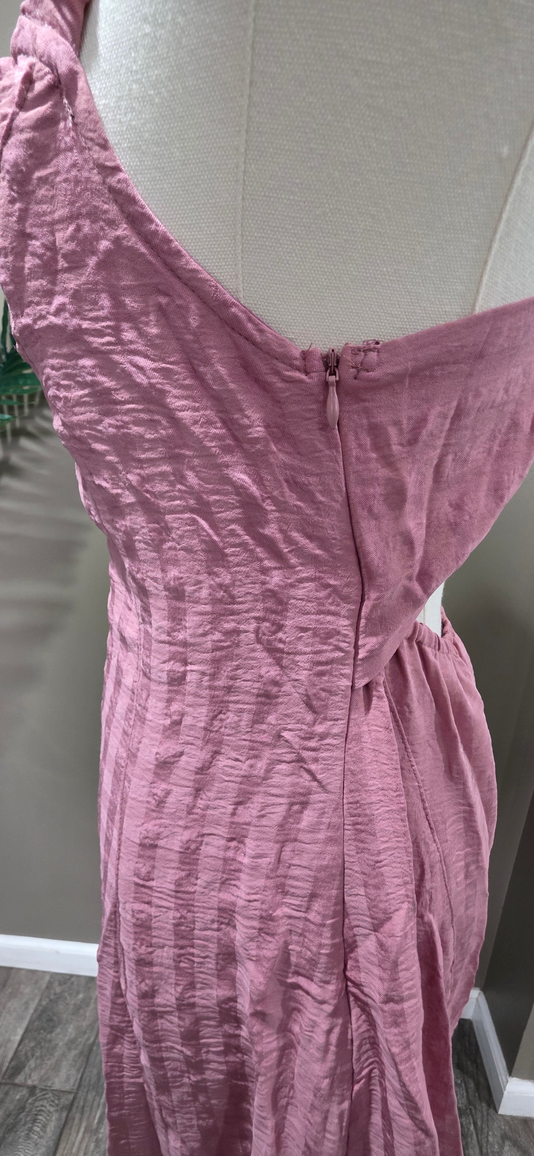 Solid Mini Dress with String Back Detail