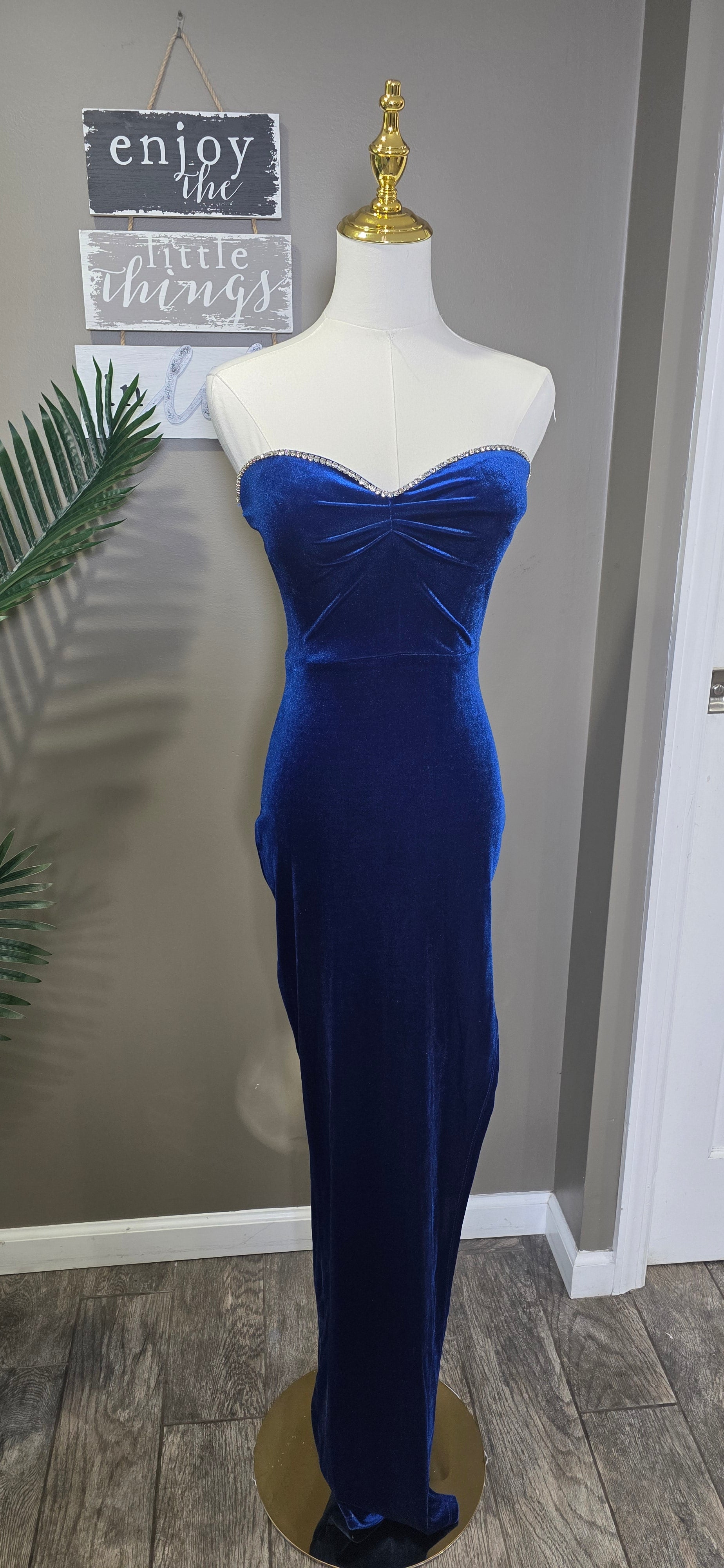 Rhinestone Velvet Maxi Dress