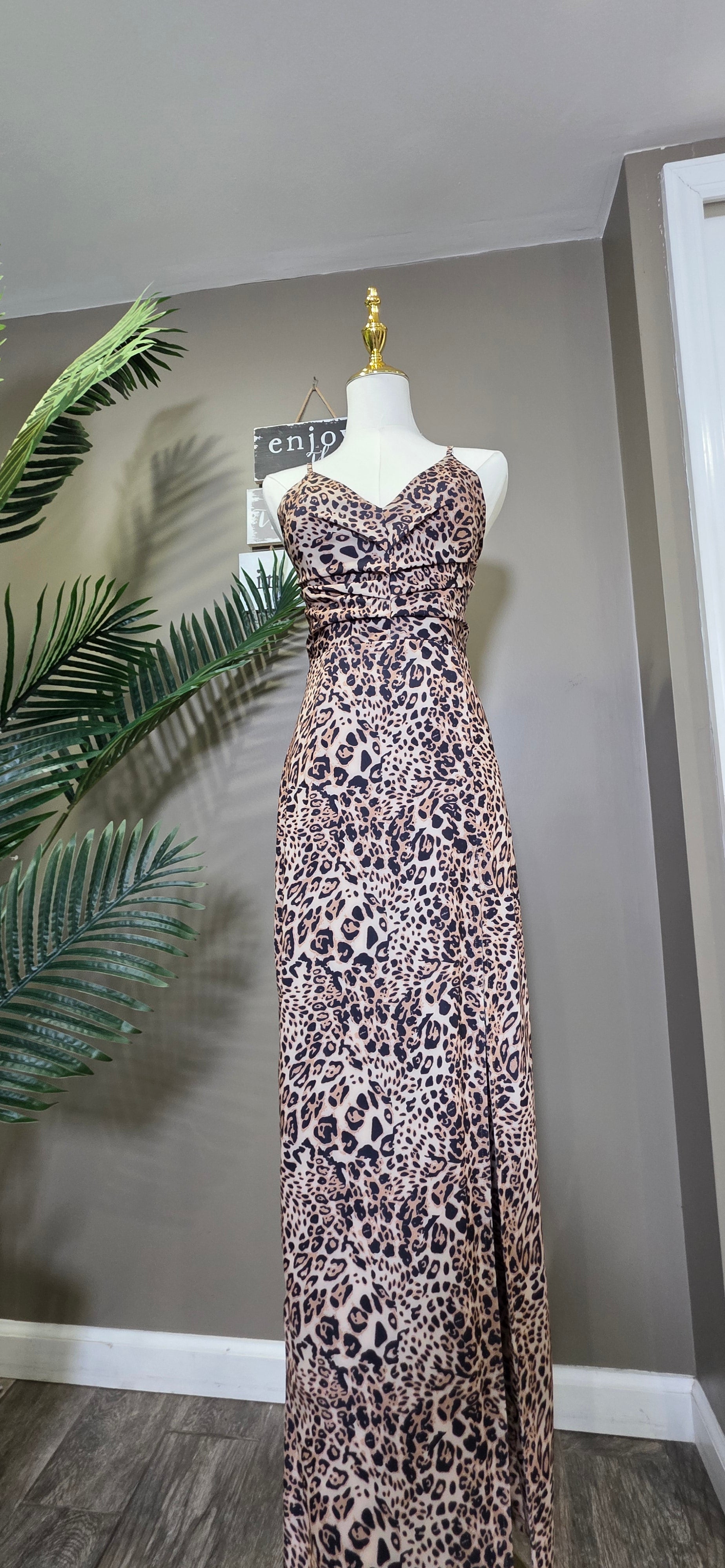 Leopard Print Slip Dress