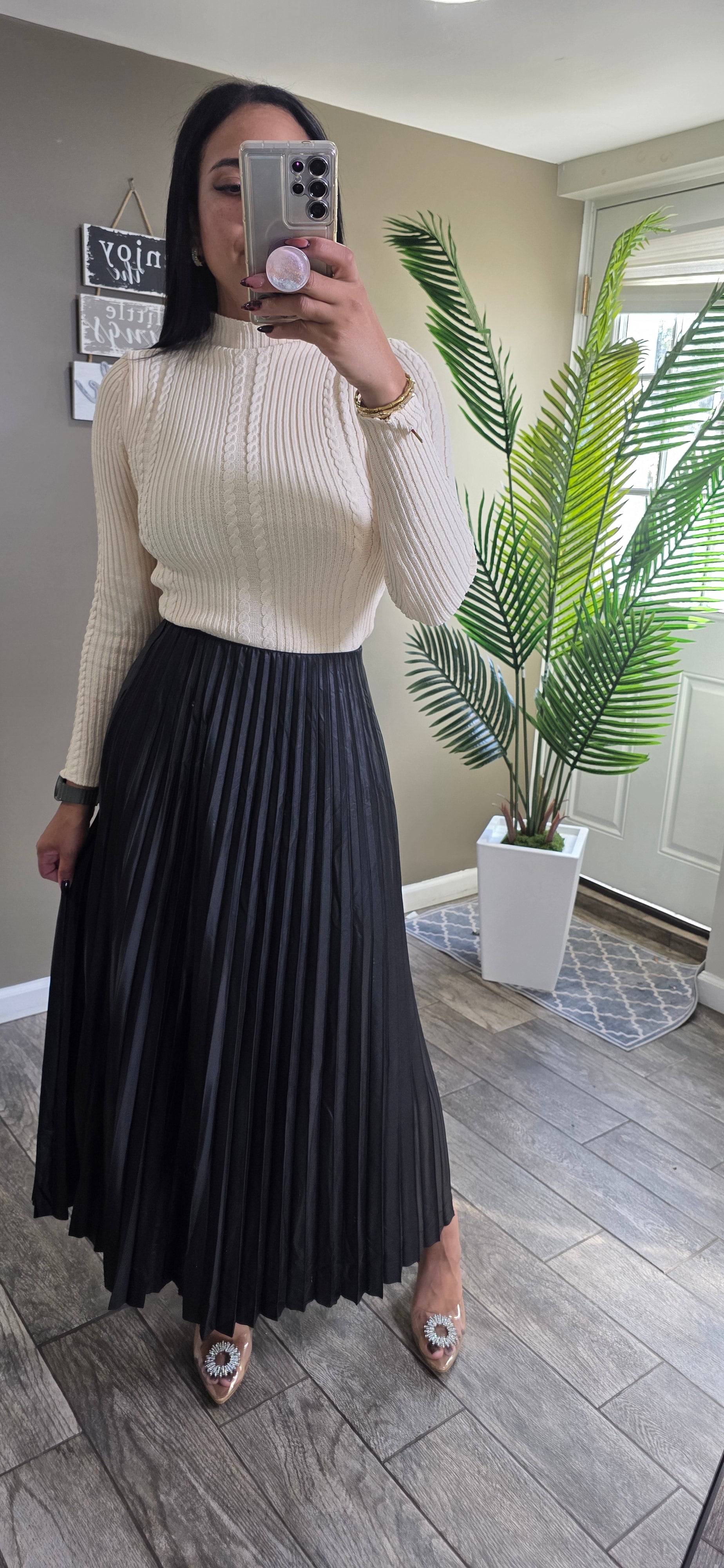 Pleated Skirt Long Solid Color Skirt Modest Skirt