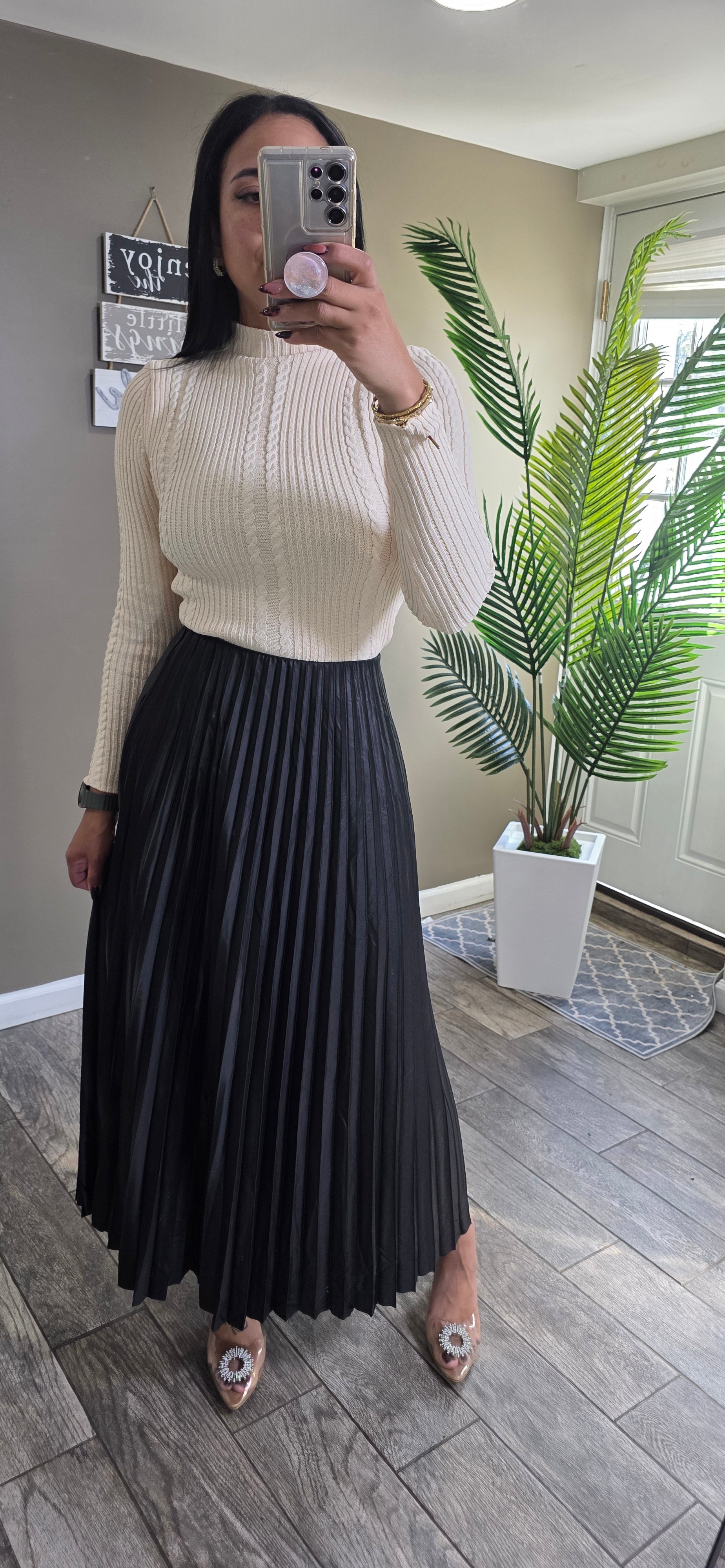 Pleated Skirt Long Solid Color Skirt Modest Skirt