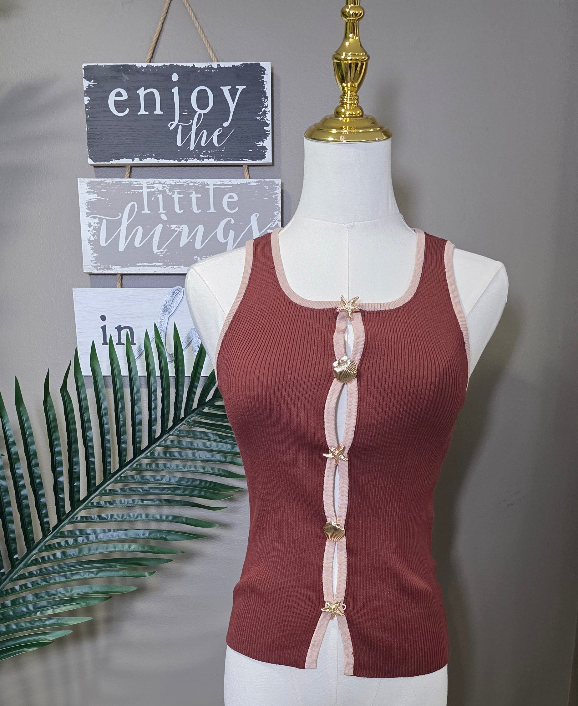 GOLD MARINA BUTTONS KNIT TOP