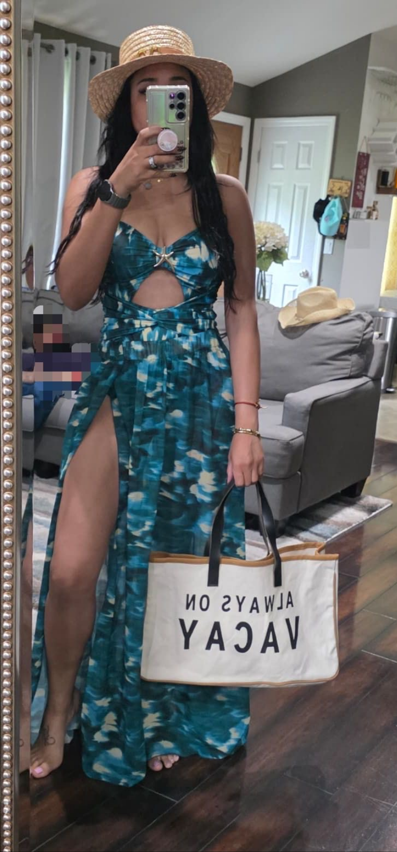 Printed Starfish Hollow Out 2 Pieces Set One Piece Swimwear
