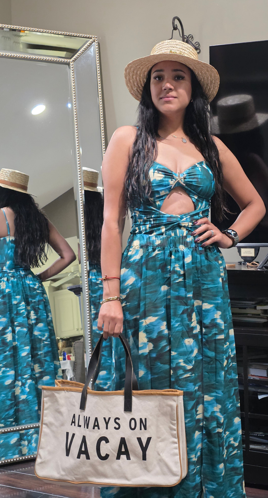 Printed Starfish Hollow Out 2 Pieces Set One Piece Swimwear