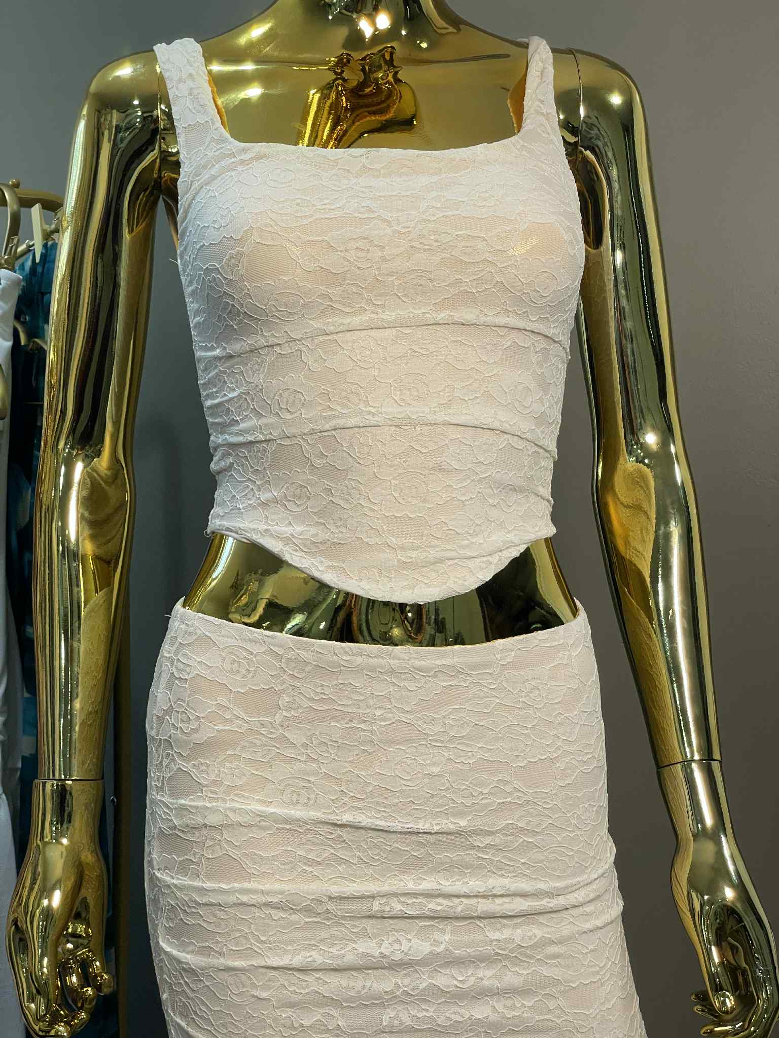 Sexy Lace Backless Top  Skirt Set