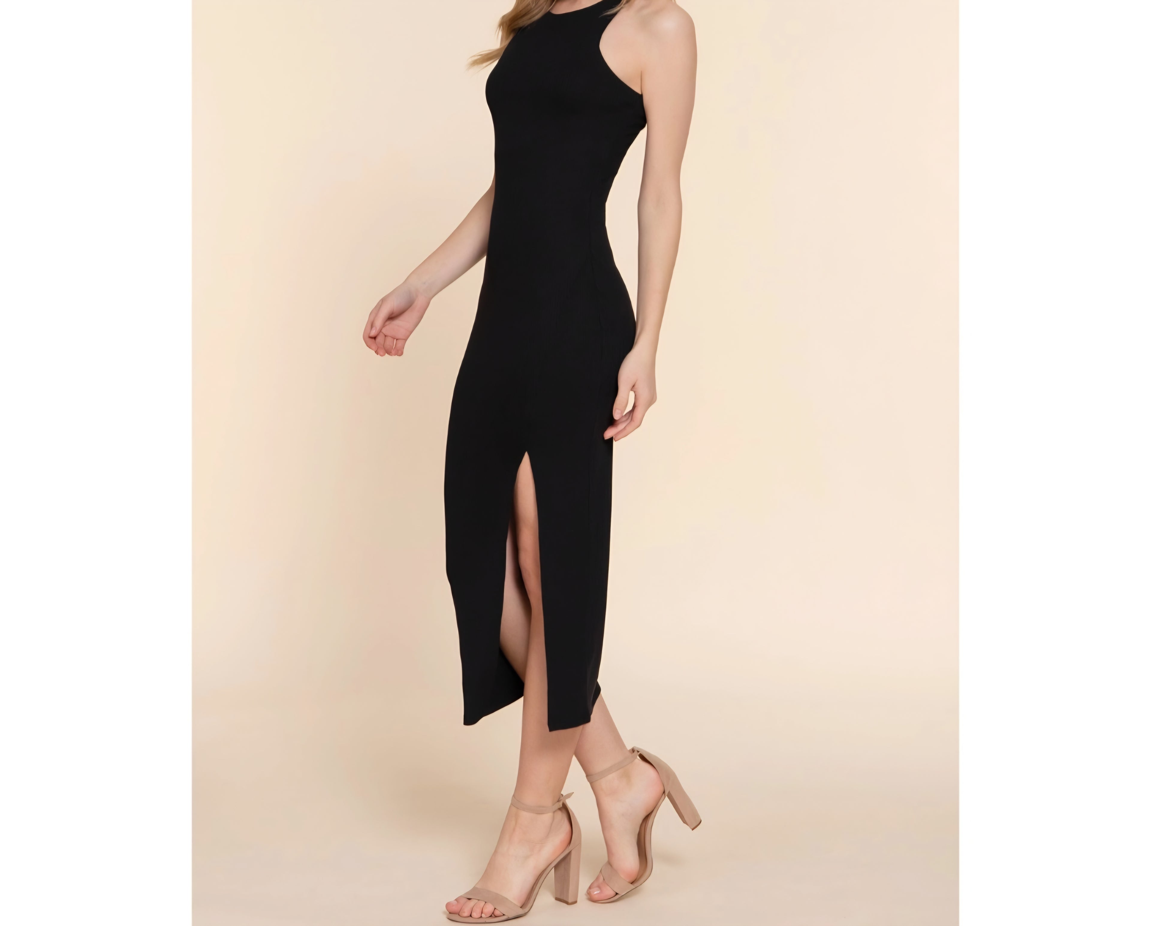 Halter Neck Side Slit Long Dress