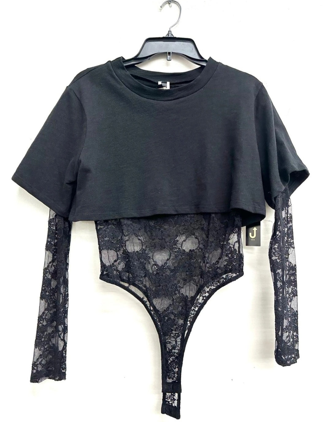 COTTON TOP WITH INNER LACE BODYSUIT