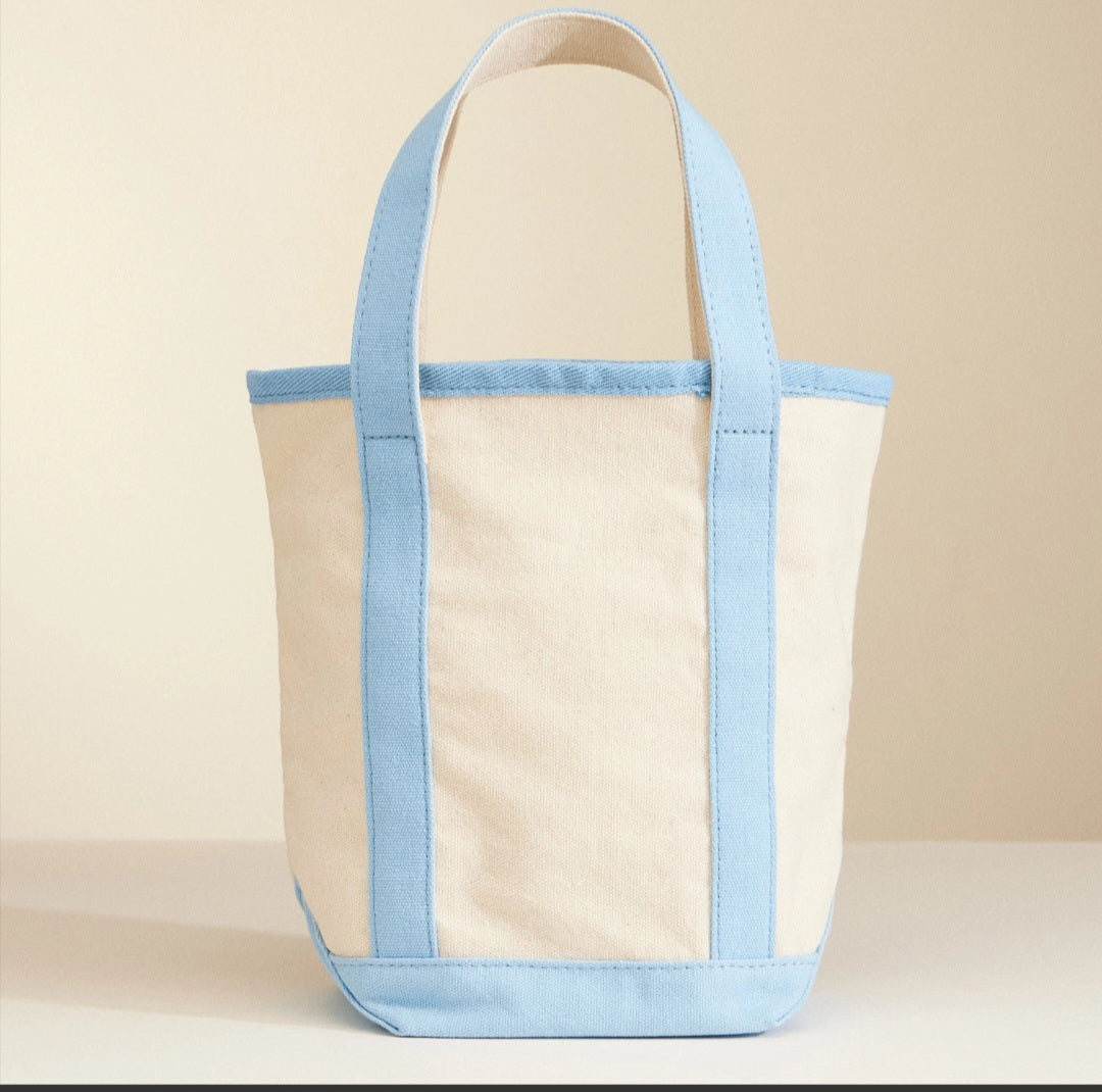 Canvas Tote Bag with Seashell Print
