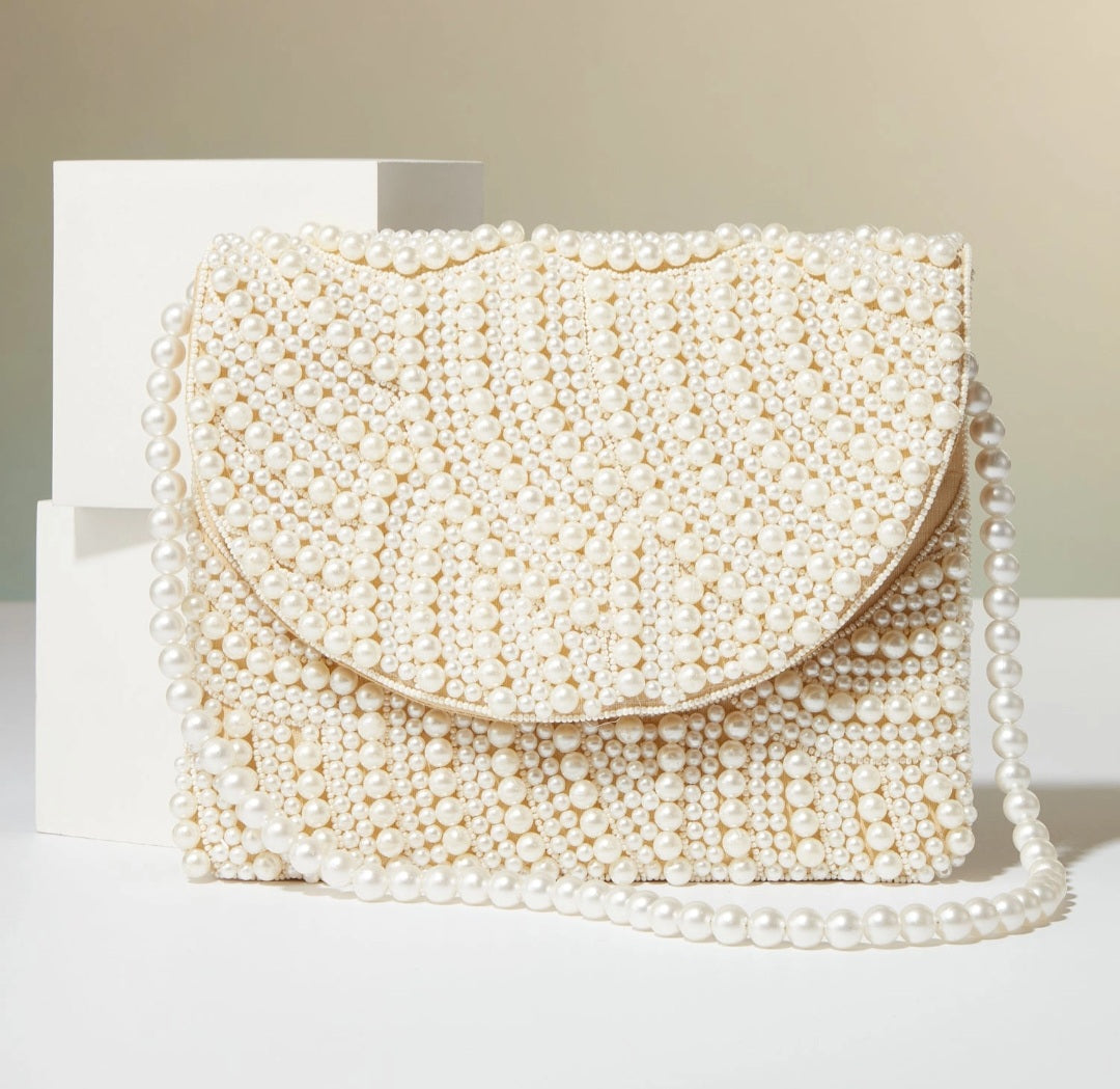 Pearl Beaded Evening Clutch Bag