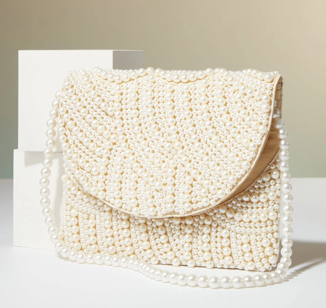 Pearl Beaded Evening Clutch Bag