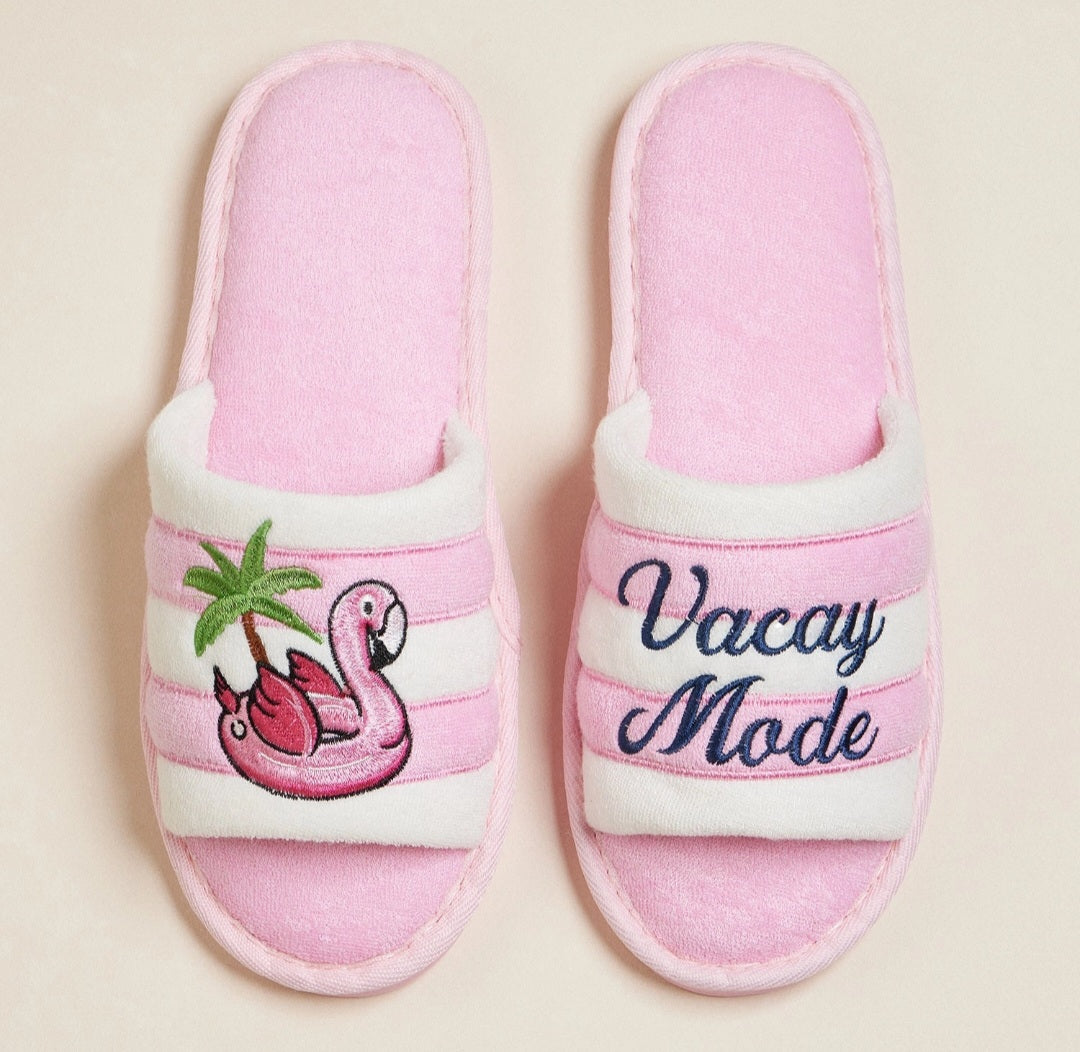 Vacay Mode Embroidered Terry Slipper