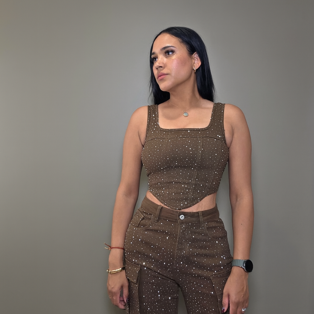 Diva Rhinestone Brown Set