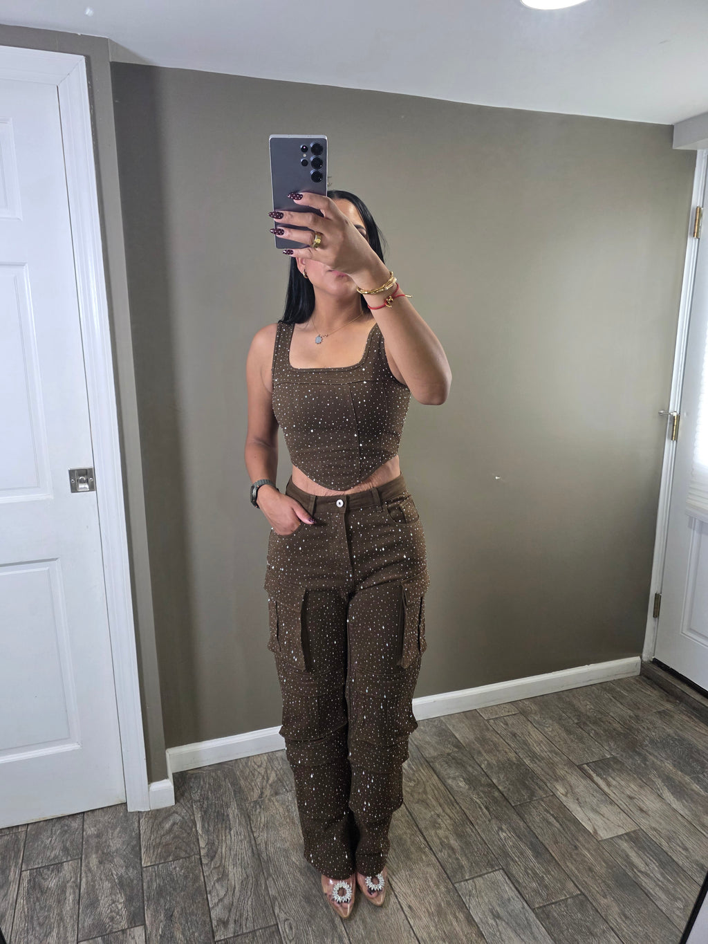 Diva Rhinestone Brown Set