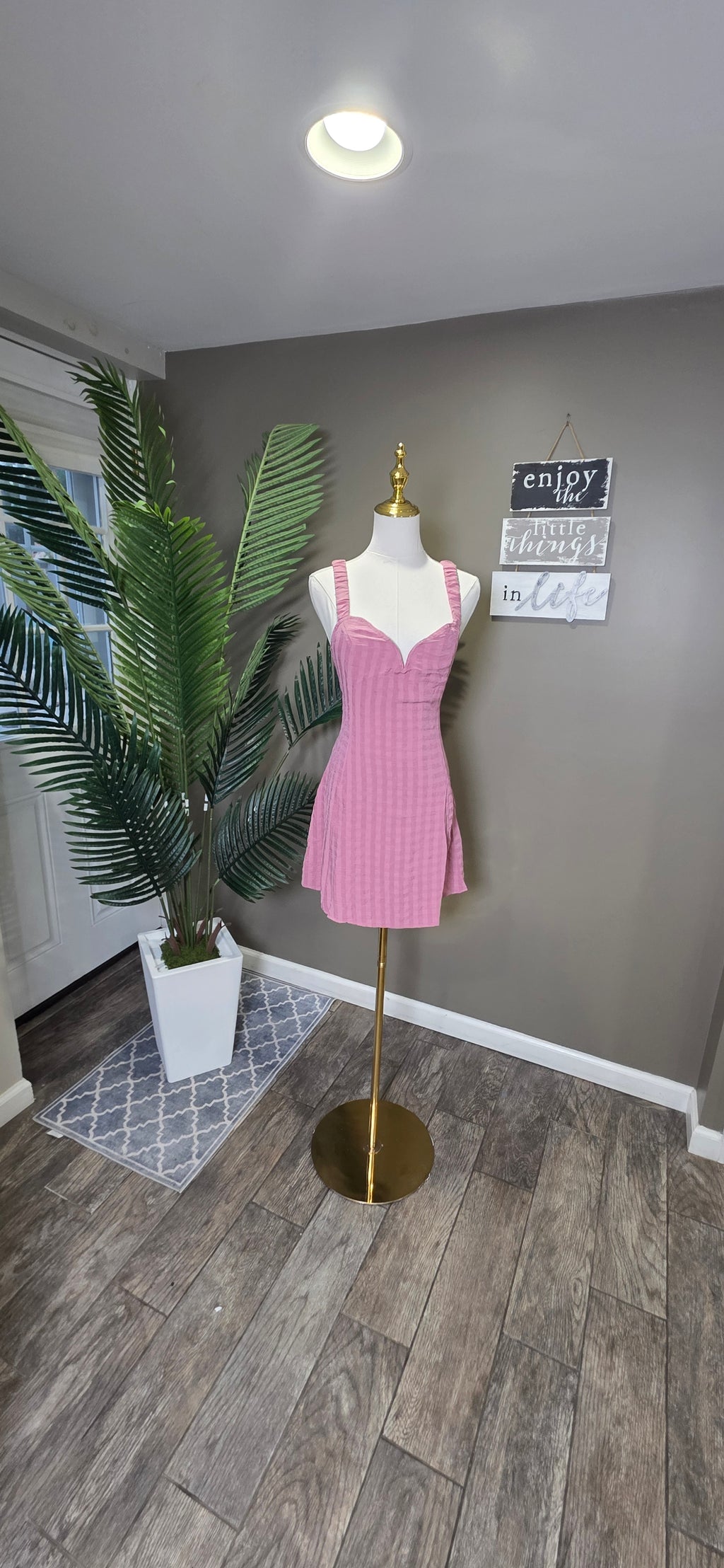 Solid Mini Dress with String Back Detail