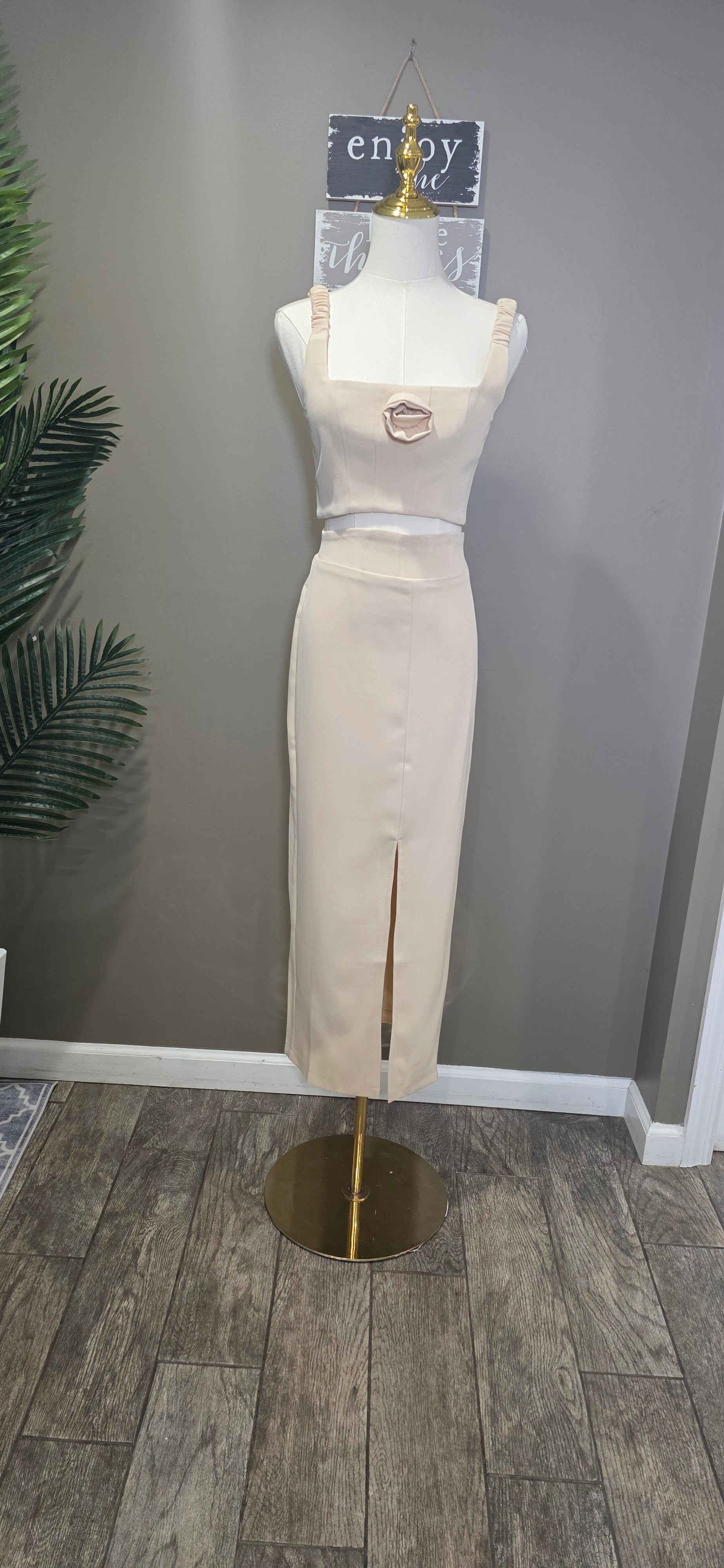 Rosette Top and Skirt Set