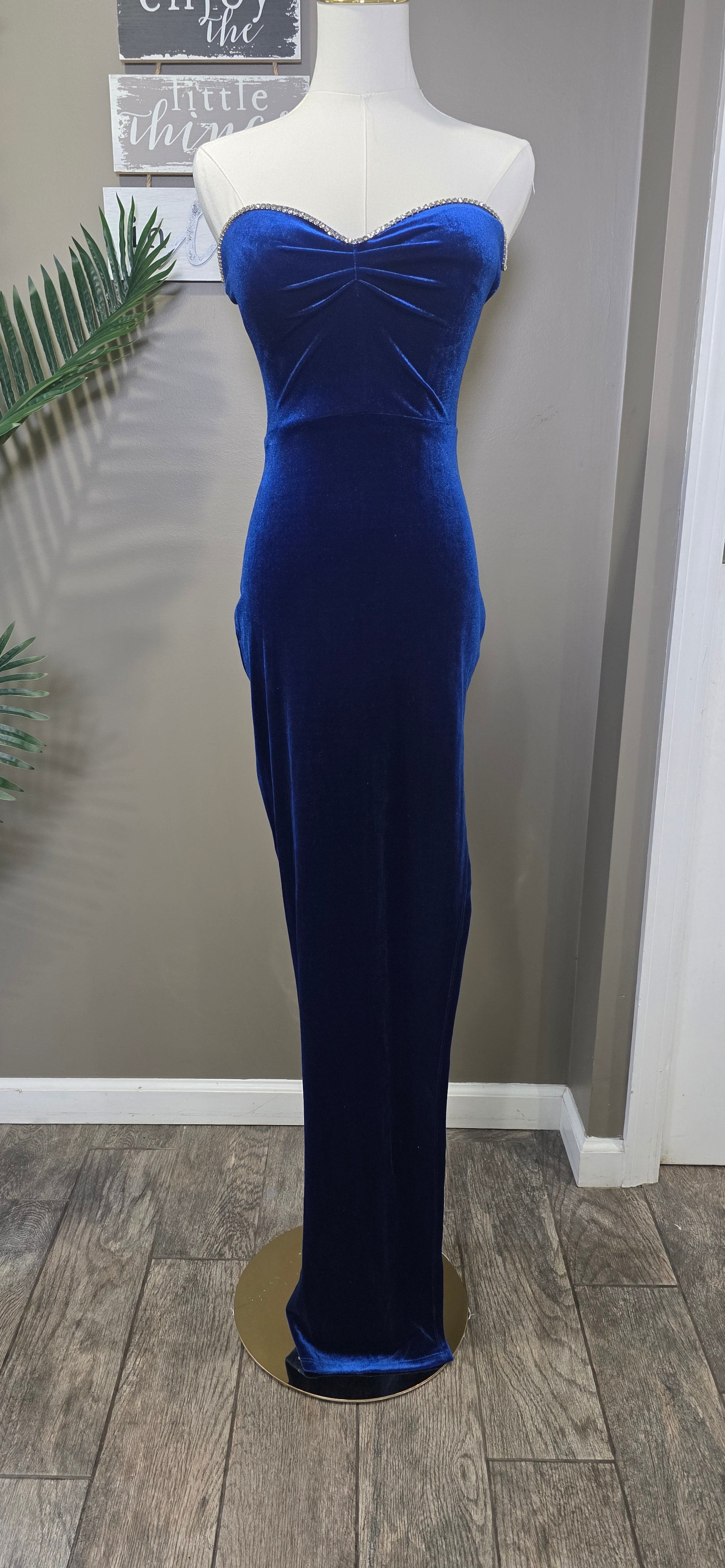 Rhinestone Velvet Maxi Dress
