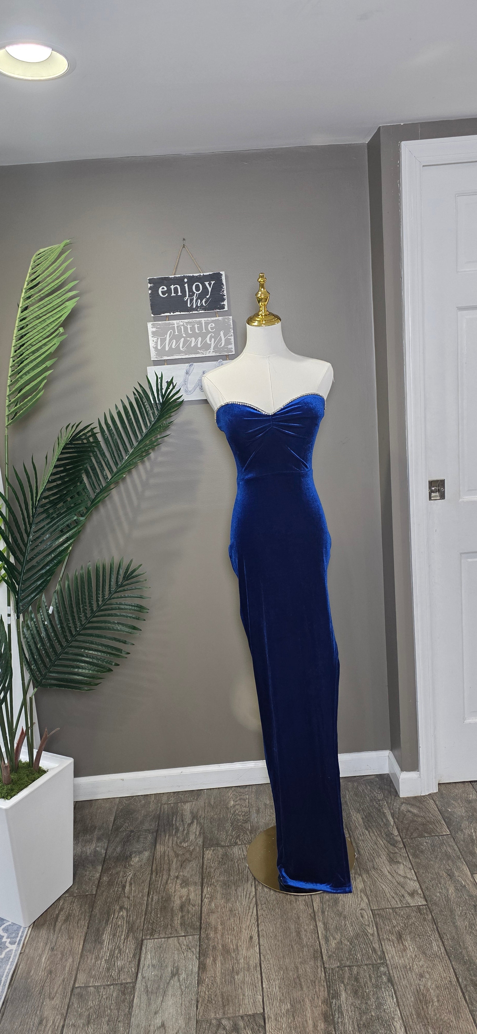 Rhinestone Velvet Maxi Dress