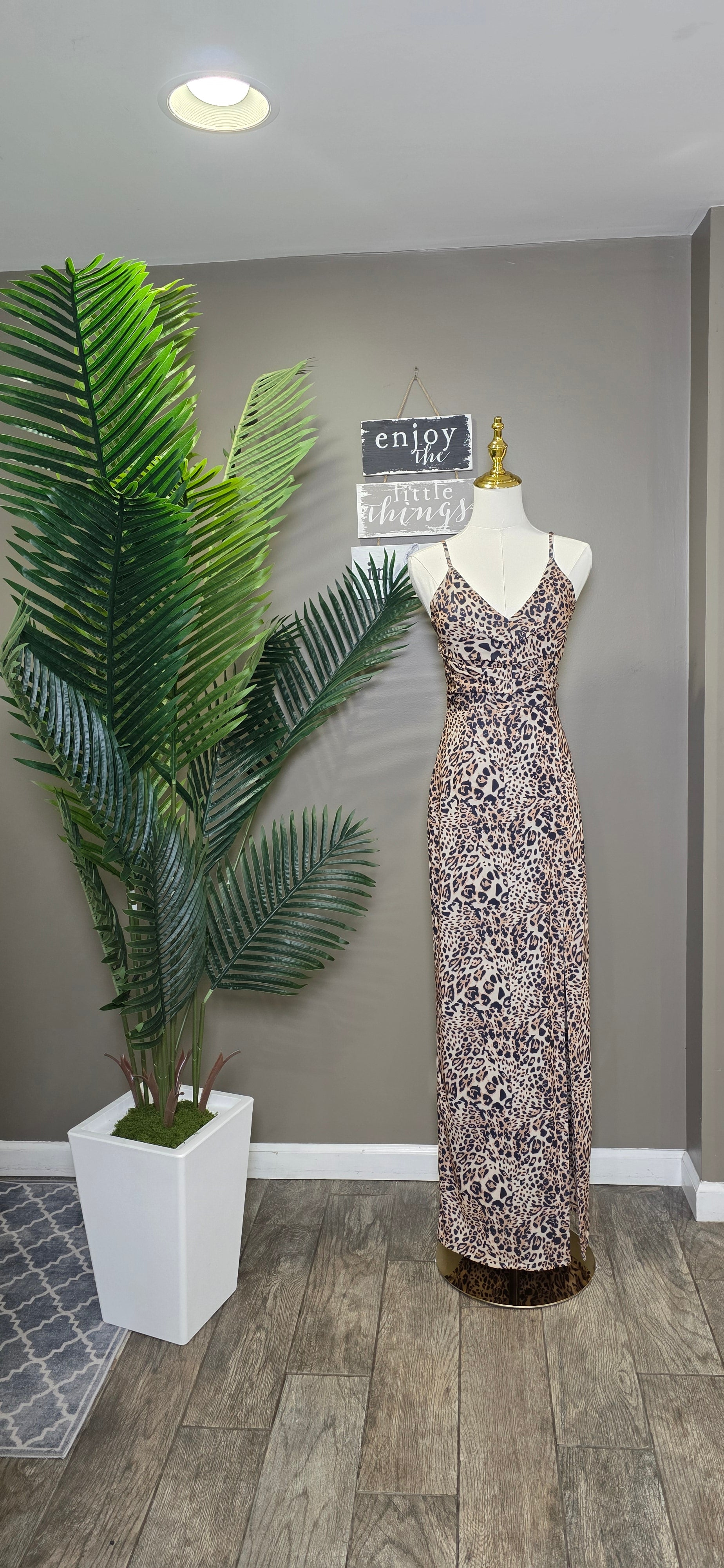 Leopard Print Slip Dress