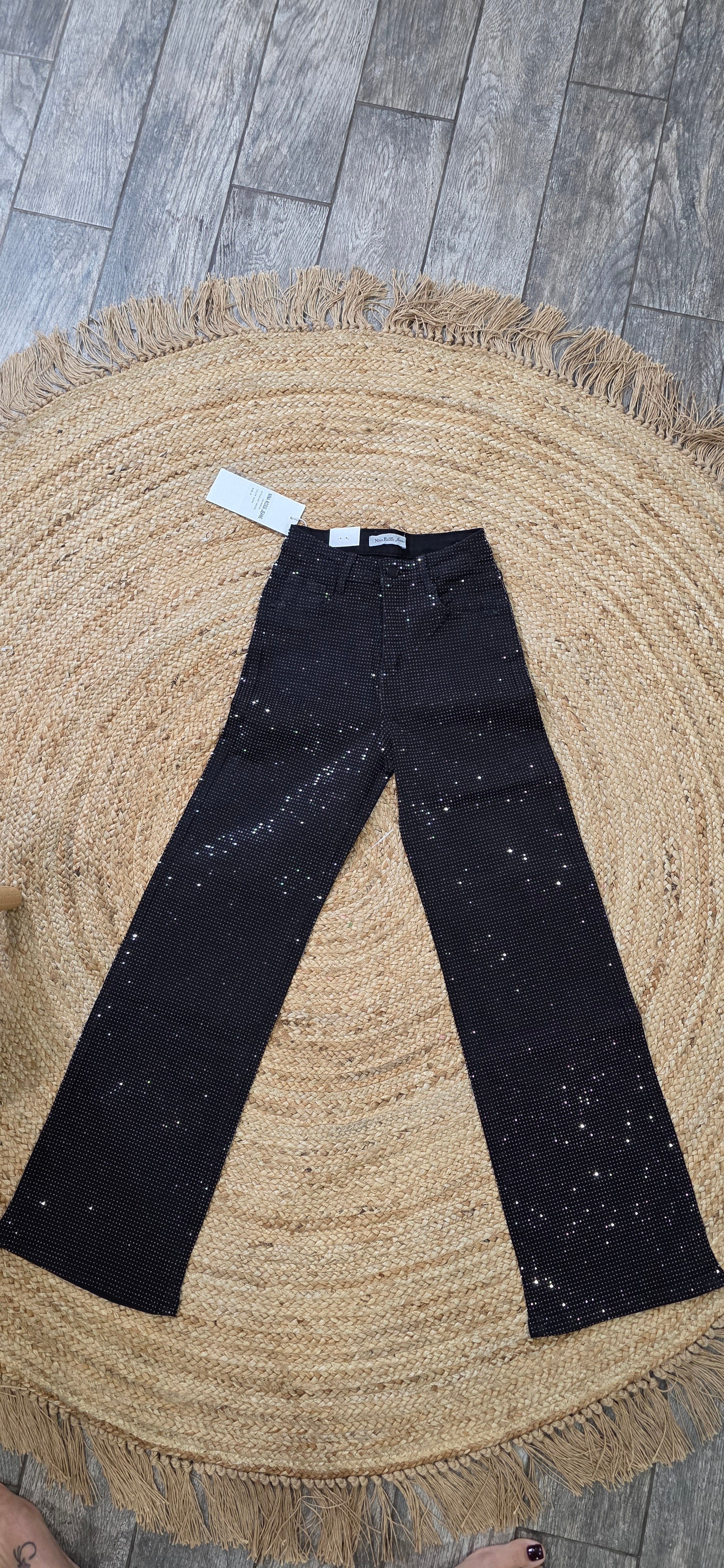 Stone Embellished Black 5 Pockets Jeans