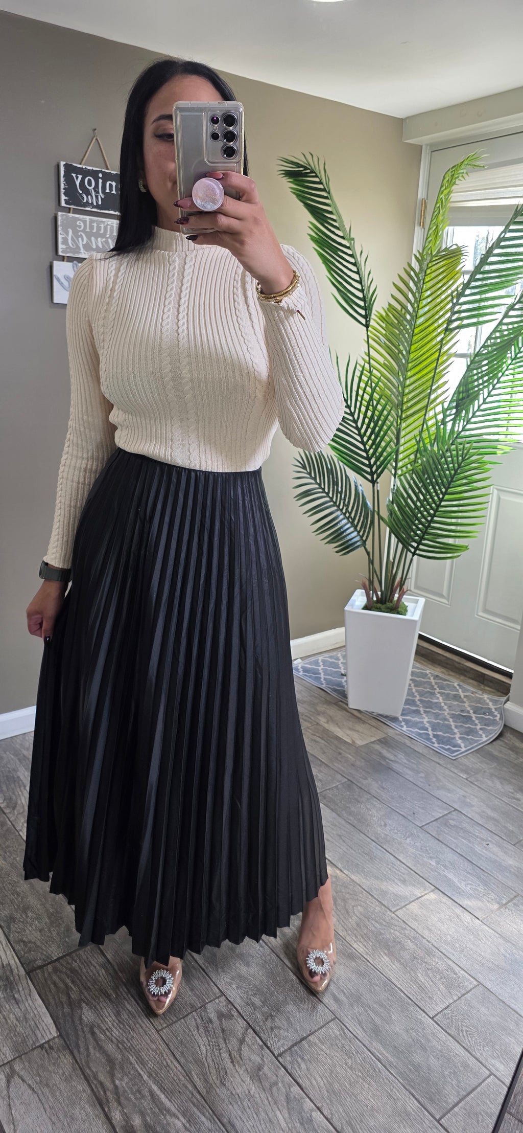 Pleated Skirt Long Solid Color Skirt Modest Skirt