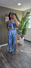 Tie Dye Crop Cami Top & Split Thigh Leg Pants
