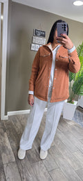 Fleece Lined Buttoned Flap Pockets Corduroy Jacket
