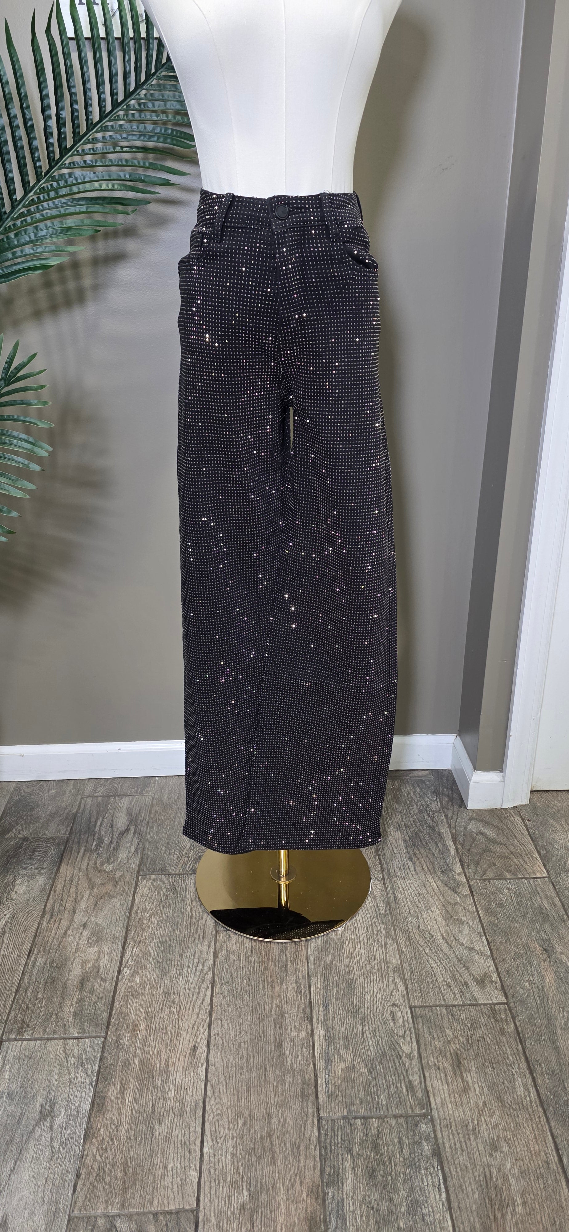 Stone Embellished Black 5 Pockets Jeans