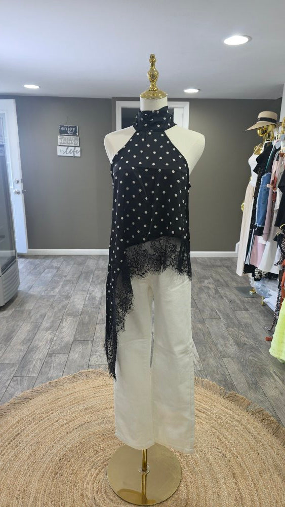 Midnight Polka Lace  Top