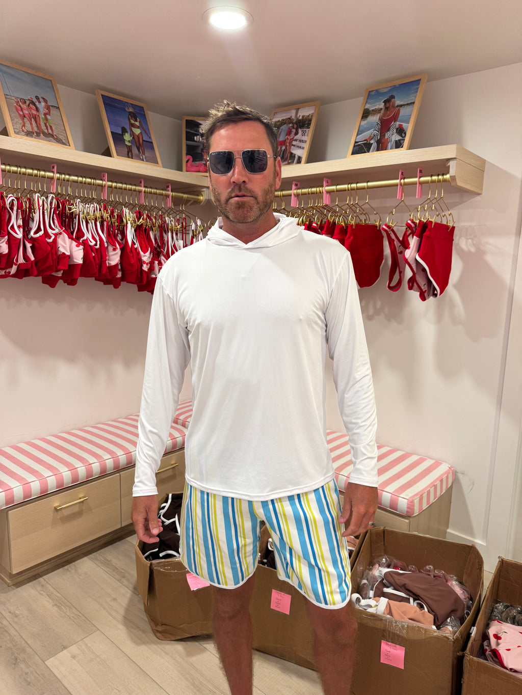 Lainsnow X The Last Mango- Men’s Sunset Beach Broadshorts - Blue Heaven Stripes