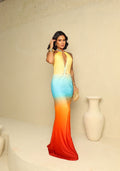 Sunset Mirage Halter Maxi Dress