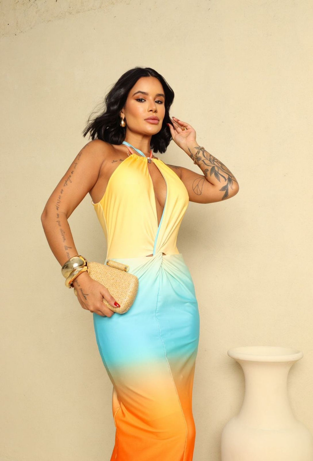 Sunset Mirage Halter Maxi Dress