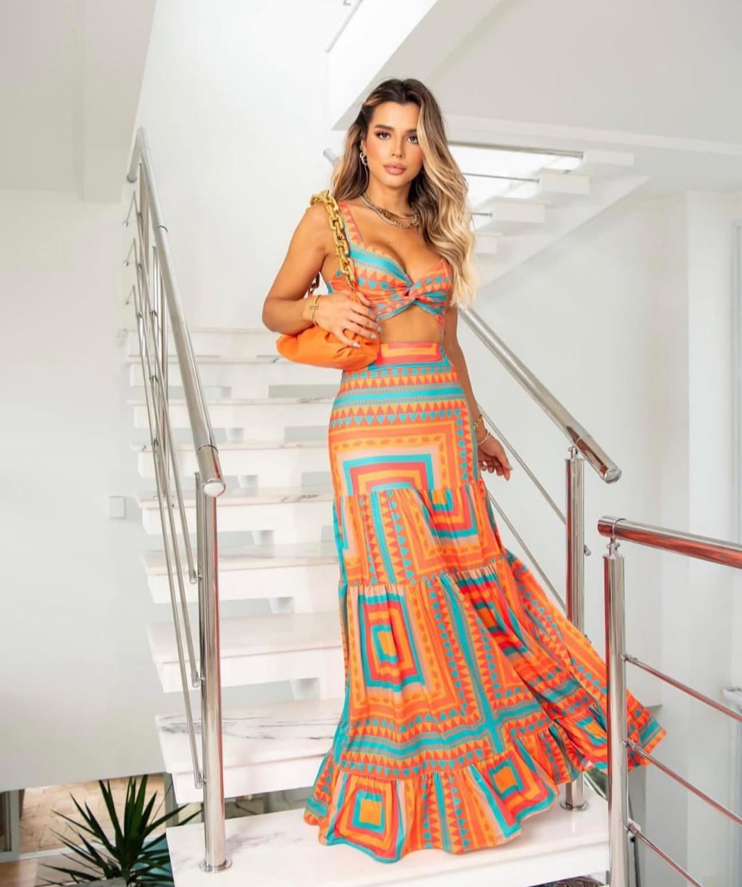 Tulum Sunset Two-Piece Skirt Set