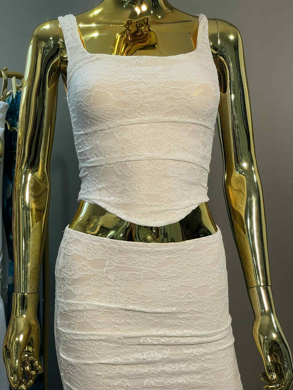 Sexy Lace Backless Top  Skirt Set