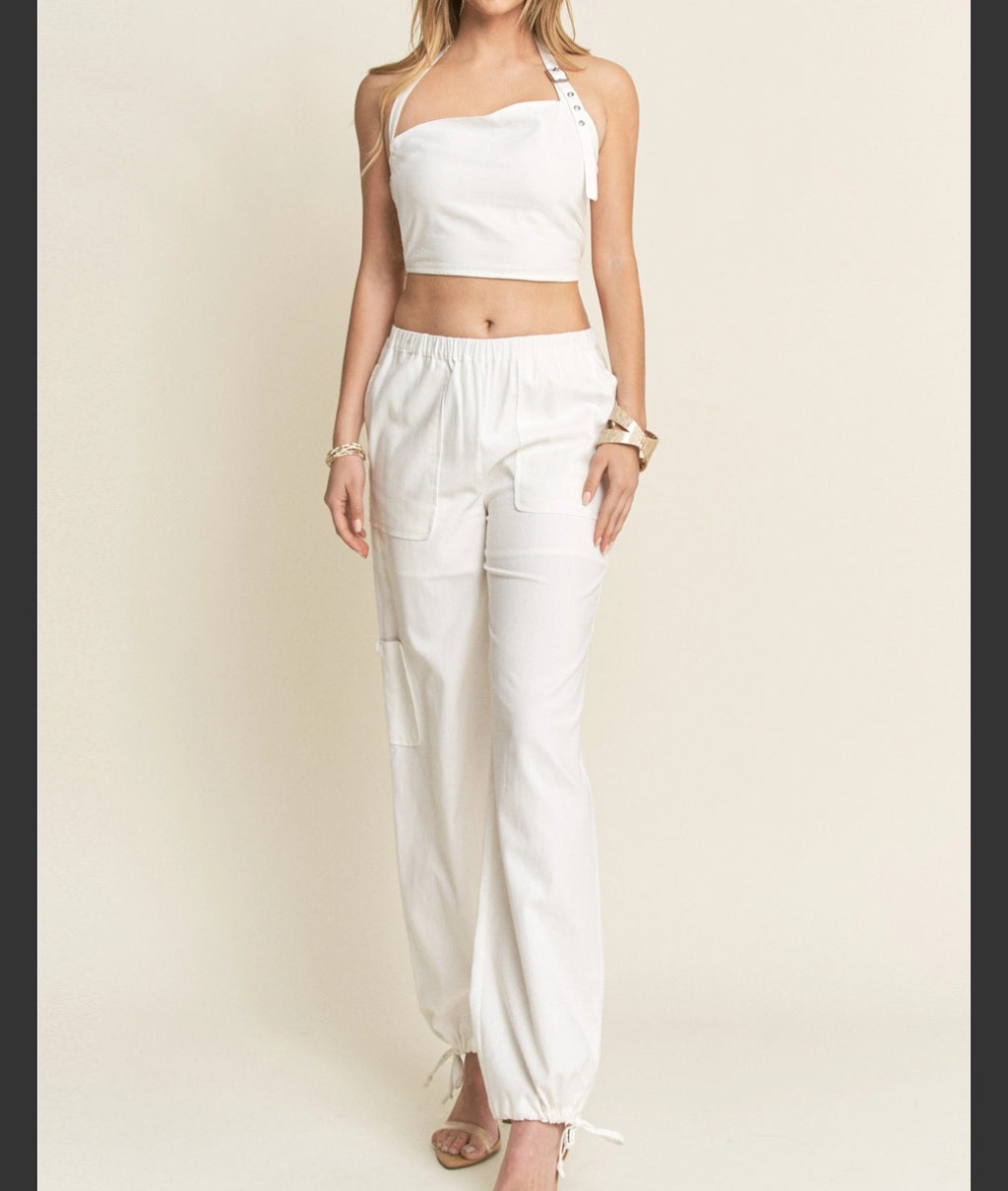 Linen Cotton Crop Top Set