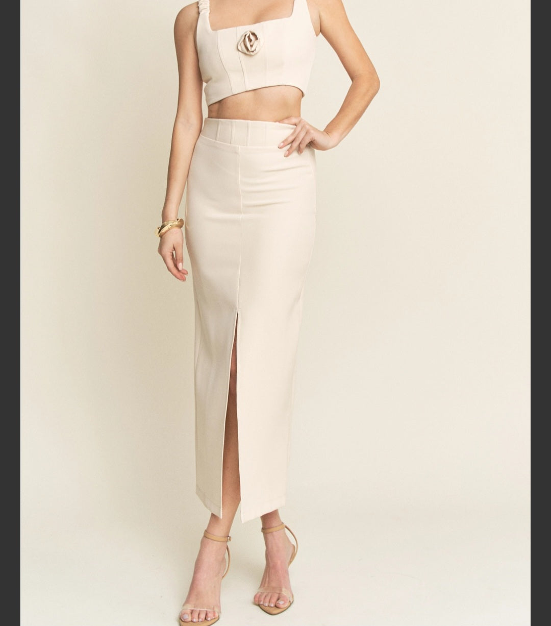 Rosette Top and Skirt Set