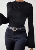 Elegant Long Sleeve Drape T-Shirt