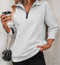 Oversized  Semi-Zipper Long-Sleeved Sweatshirt