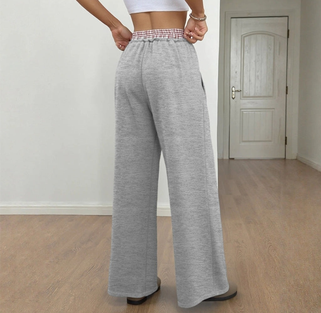 Trendy Color Block Wide Leg Casual Pants Women