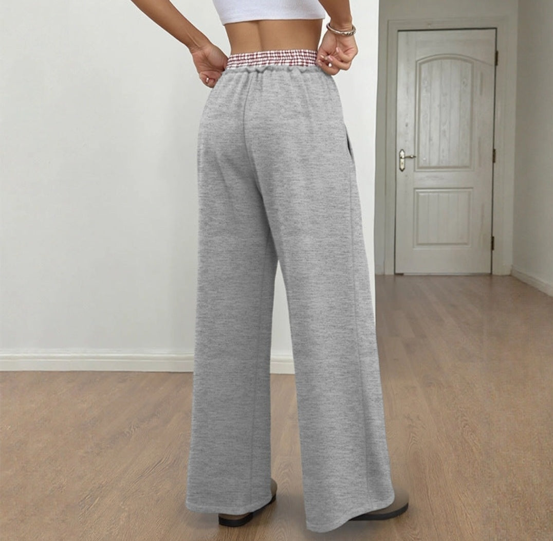 Trendy Color Block Wide Leg Casual Pants Women