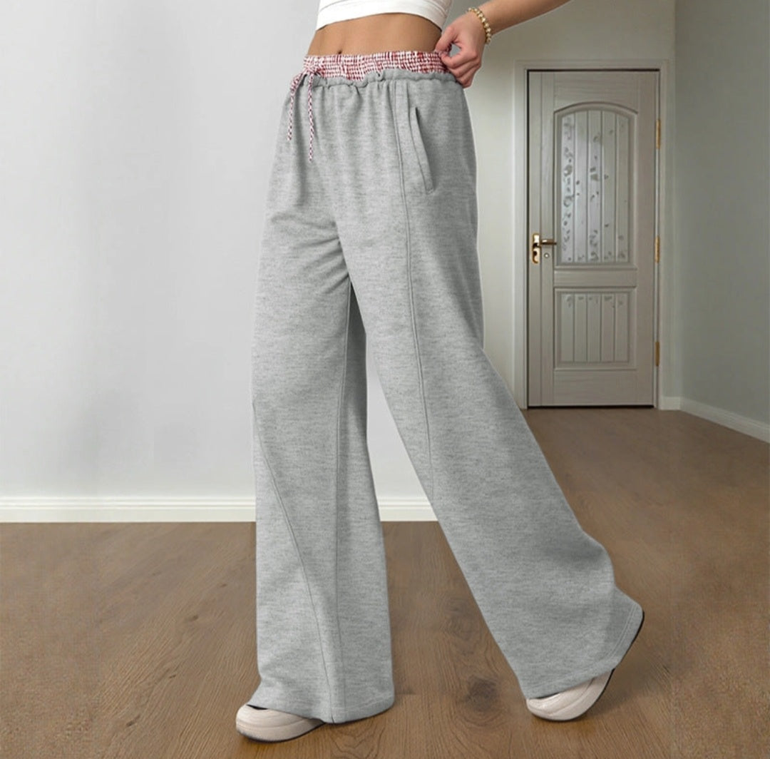 Trendy Color Block Wide Leg Casual Pants Women