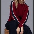 Long Sleeve Round Neck Sleeve Line Detail Sweater