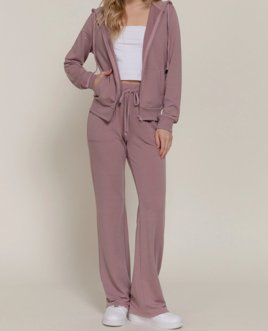 Long Sleeve Hoodie Jacket & Pants Sweatsuit Set