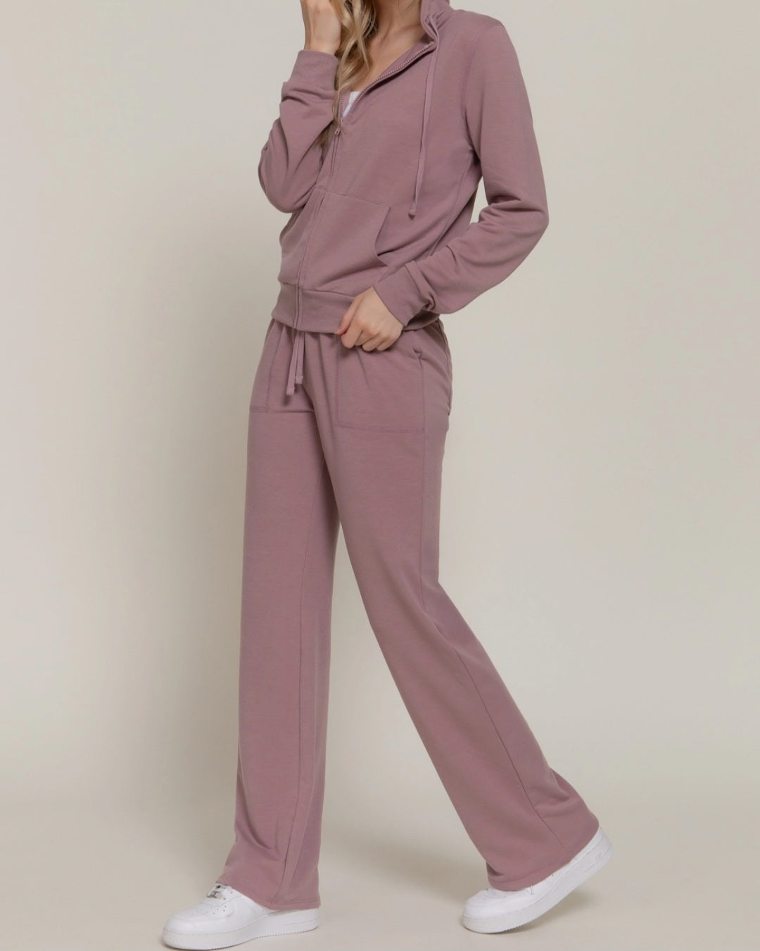 Long Sleeve Hoodie Jacket & Pants Sweatsuit Set