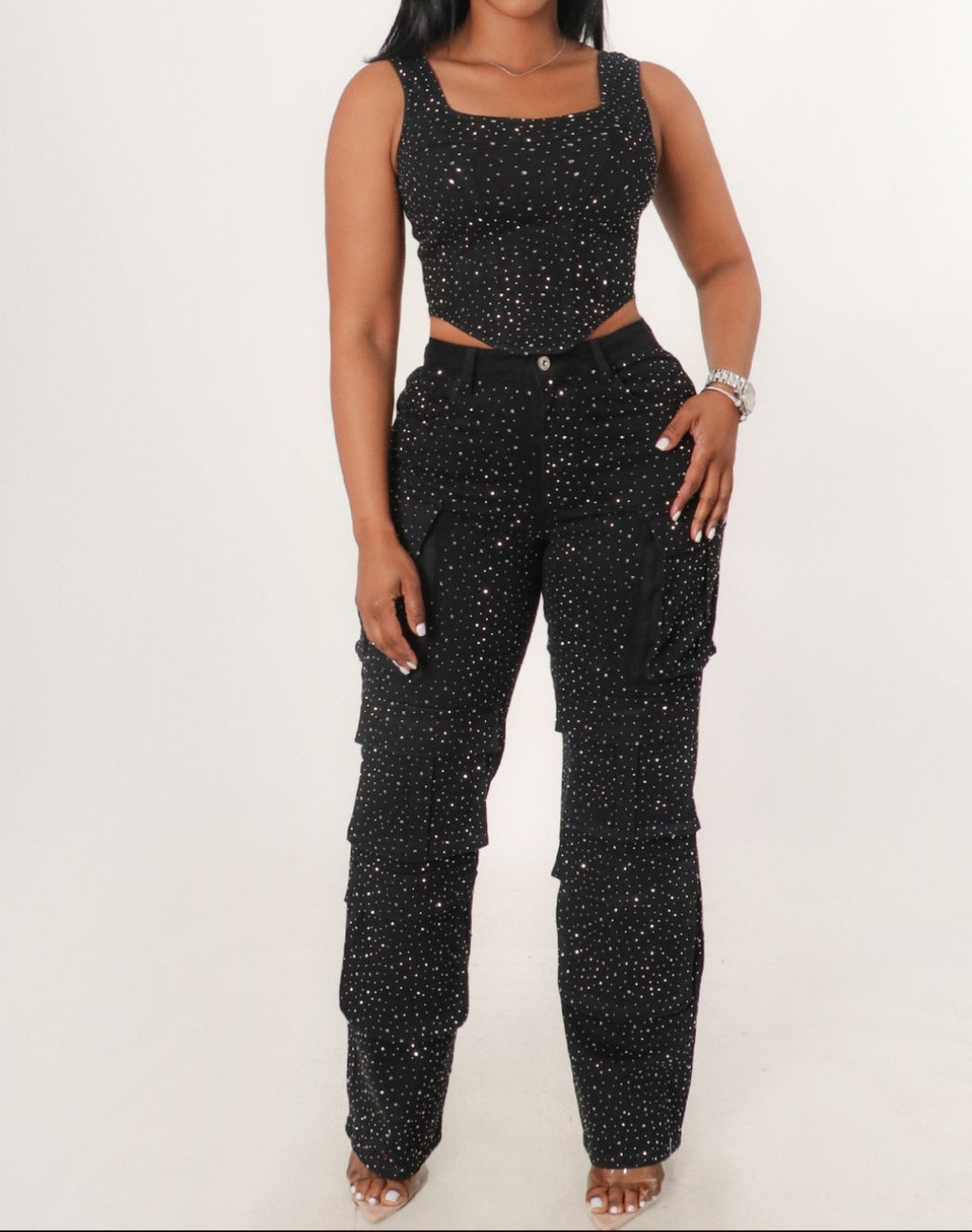 Diva Rhinestone Black Set