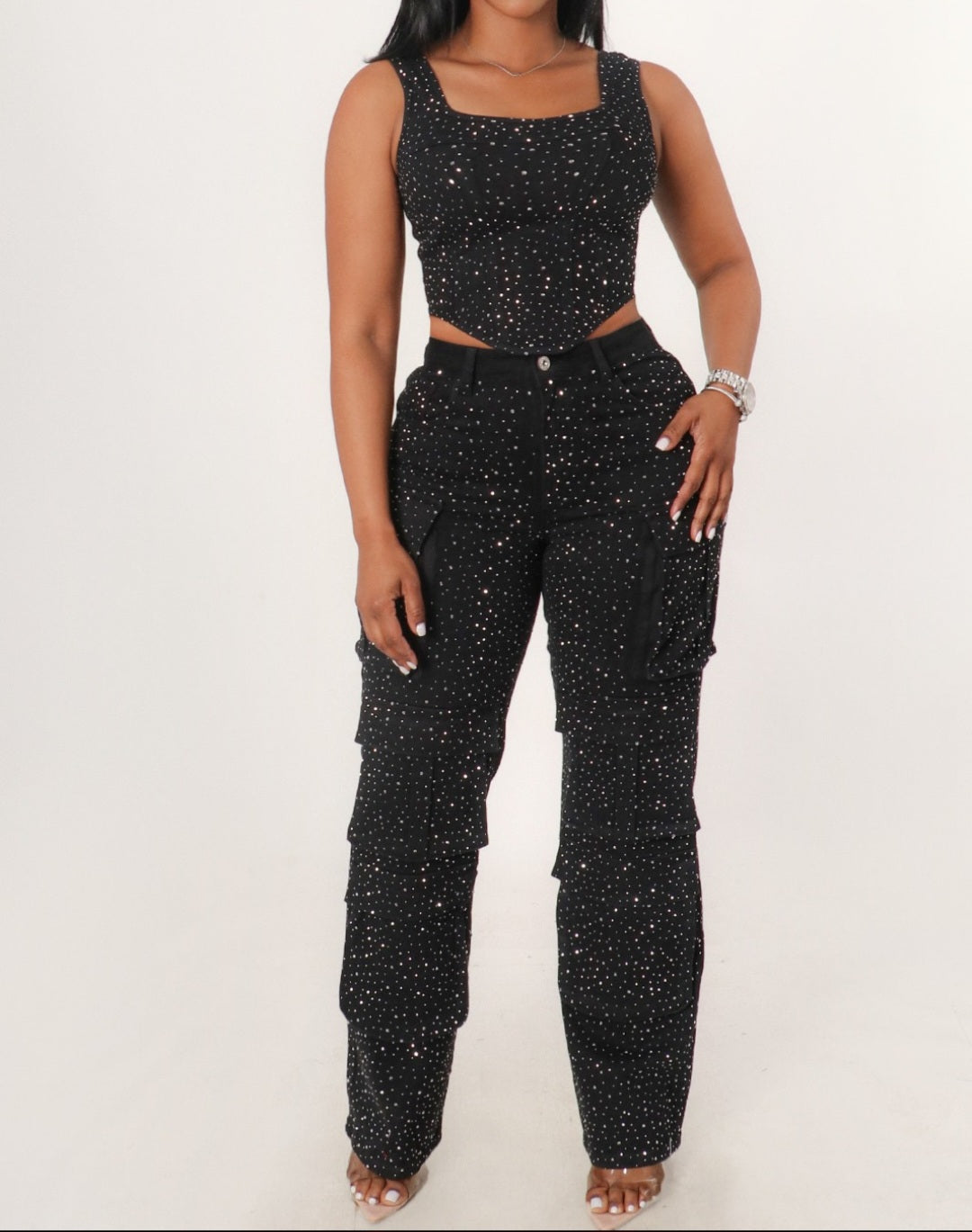 Diva Rhinestone Black Set