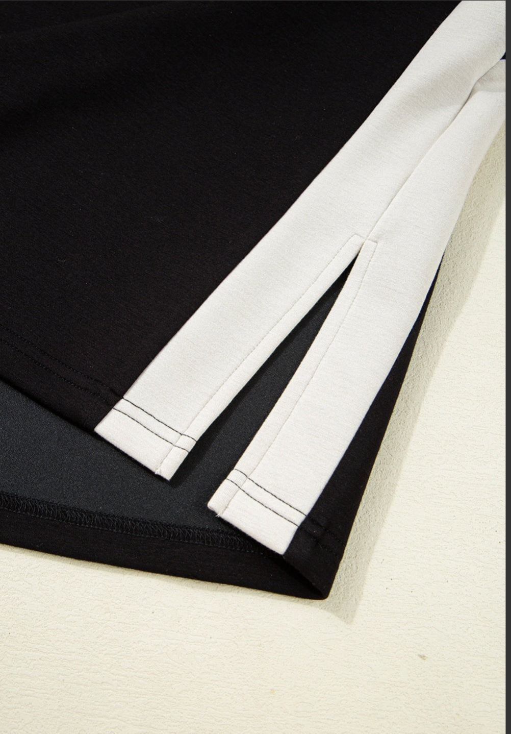 Black Contrast Zipped Stand Collared T Shirt and Short Set