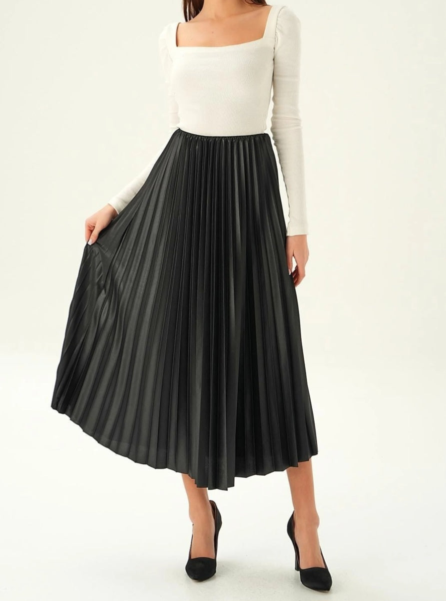 Pleated Skirt Long Solid Color Skirt Modest Skirt